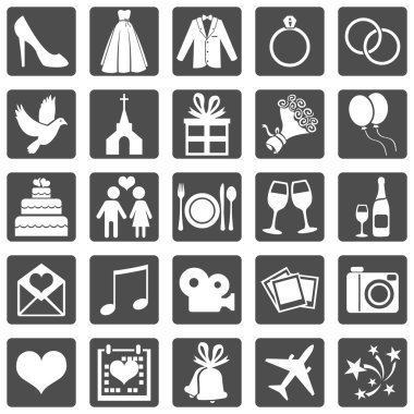 vector set van kleur vierkante bruiloft pictogrammen