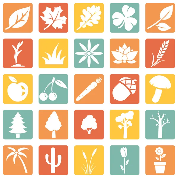 Vektor uppsättning växter ikoner — Stock vektor