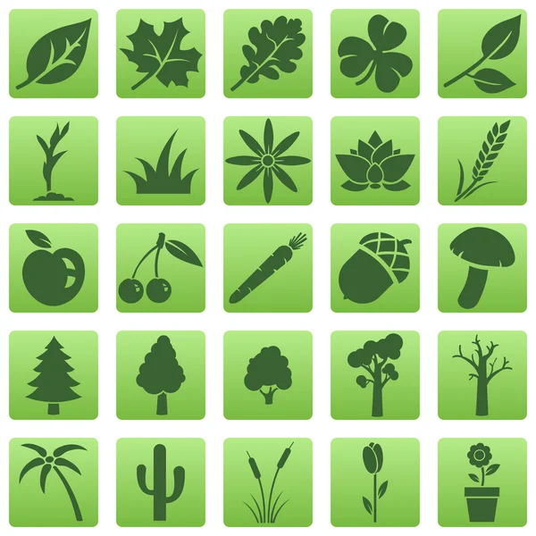 Διάνυσμα σύνολο εικονιδίων φυτά — Διανυσματικό Αρχείο