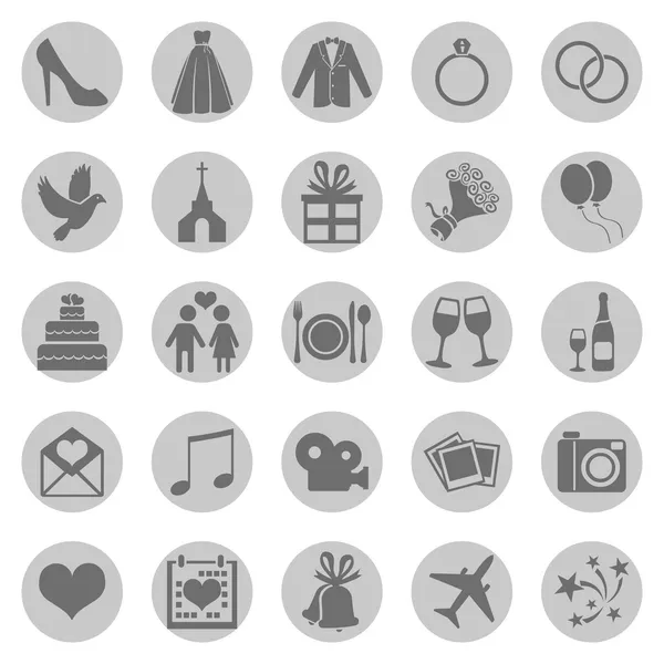 Vector Set of Color Square Wedding Icons — Stock Vector