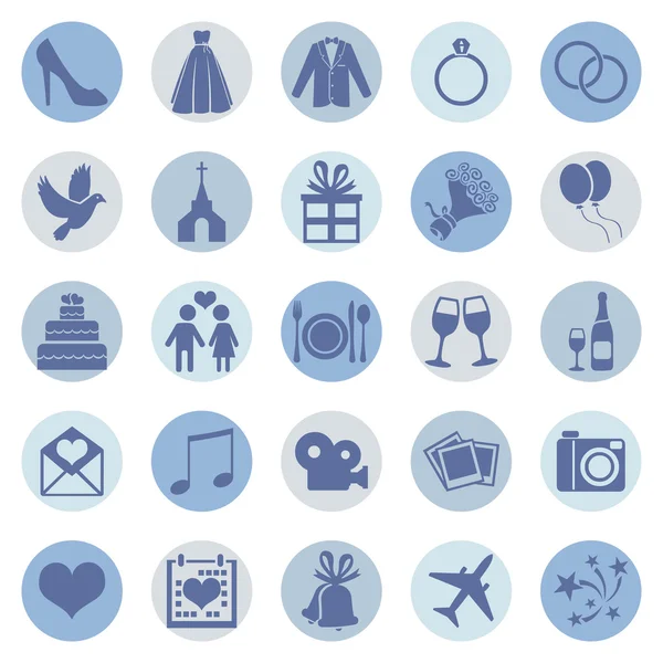 Set of Color Square Wedding Icons — Stock Vector