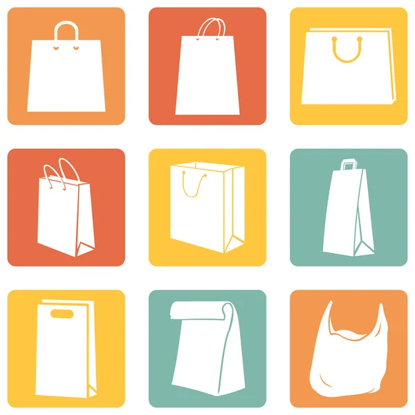 Bolsas de compras iconos — Vector de stock