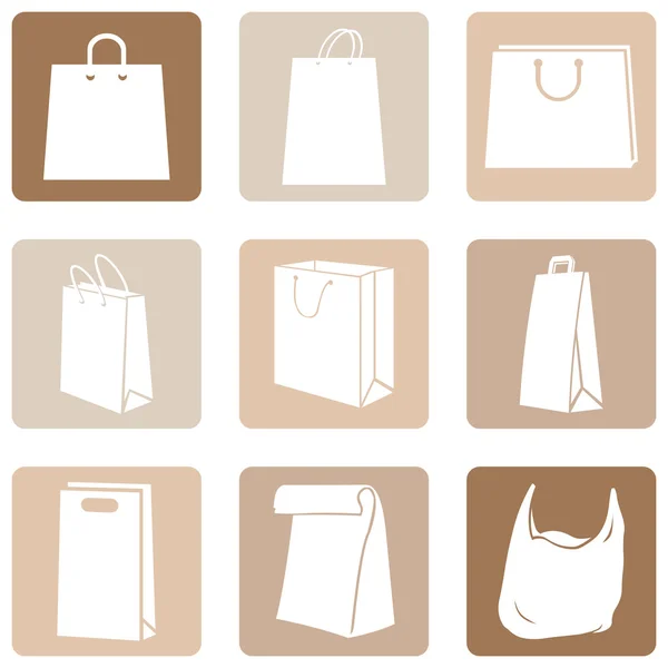 Shoppingväskor ikoner — Stock vektor