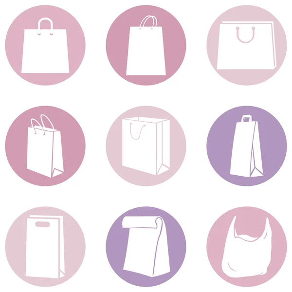 Εικονίδια τσάντες ψώνια — Διανυσματικό Αρχείο