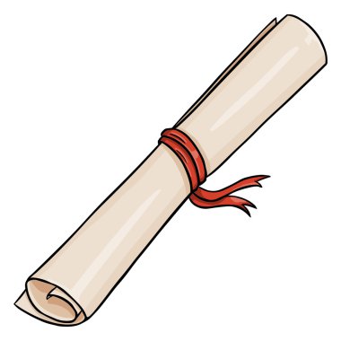 Vector Cartoon Scroll with Red Ribbon