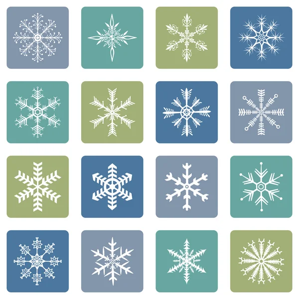 Set de Vectores de Iconos de Copos de Nieve — Archivo Imágenes Vectoriales