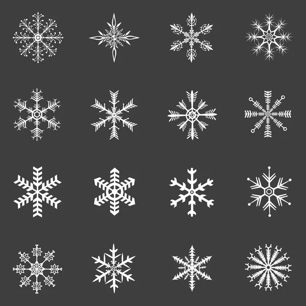 Ensemble vectoriel d'icônes de flocons de neige — Image vectorielle