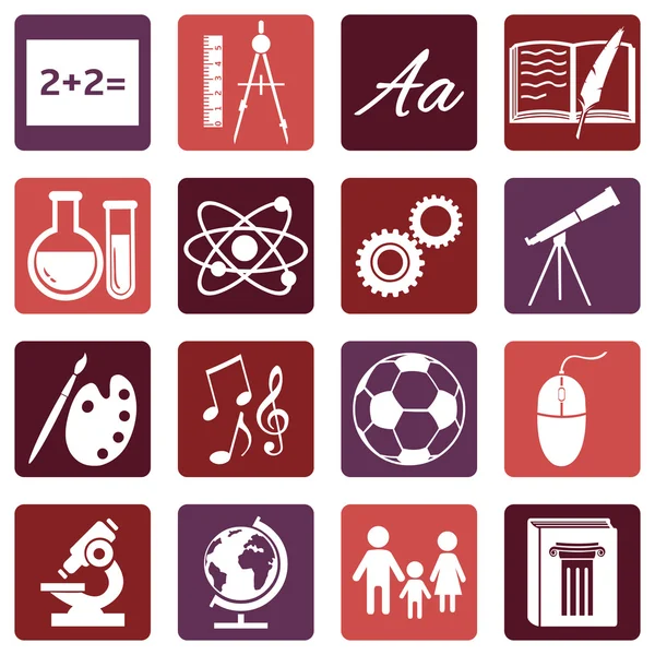 School Subjects Icons — Stock Vector