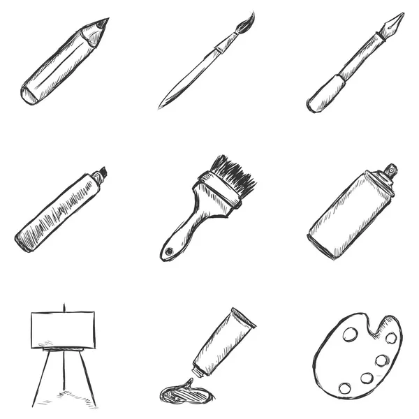 Dibujo Iconos de dibujo — Archivo Imágenes Vectoriales