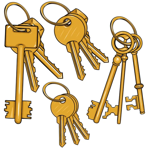 Cartoon Bunches of Keys — Stock Vector