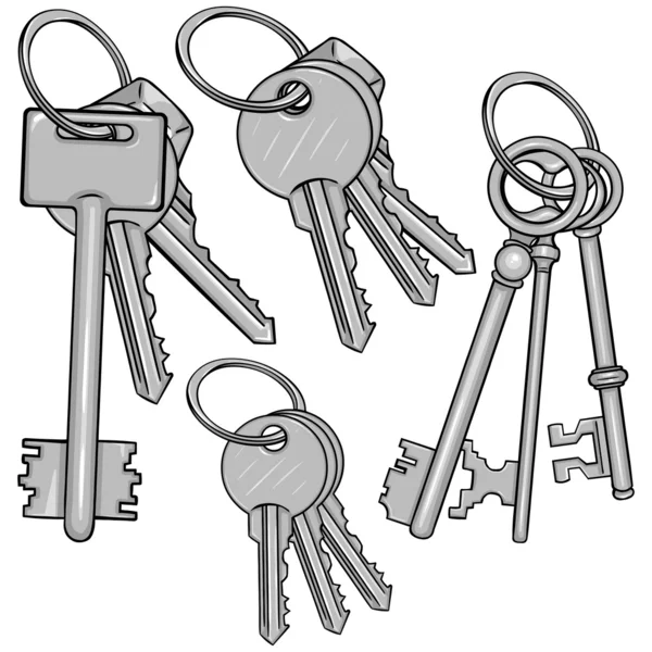 Desenhos animados Bunches of Keys — Vetor de Stock