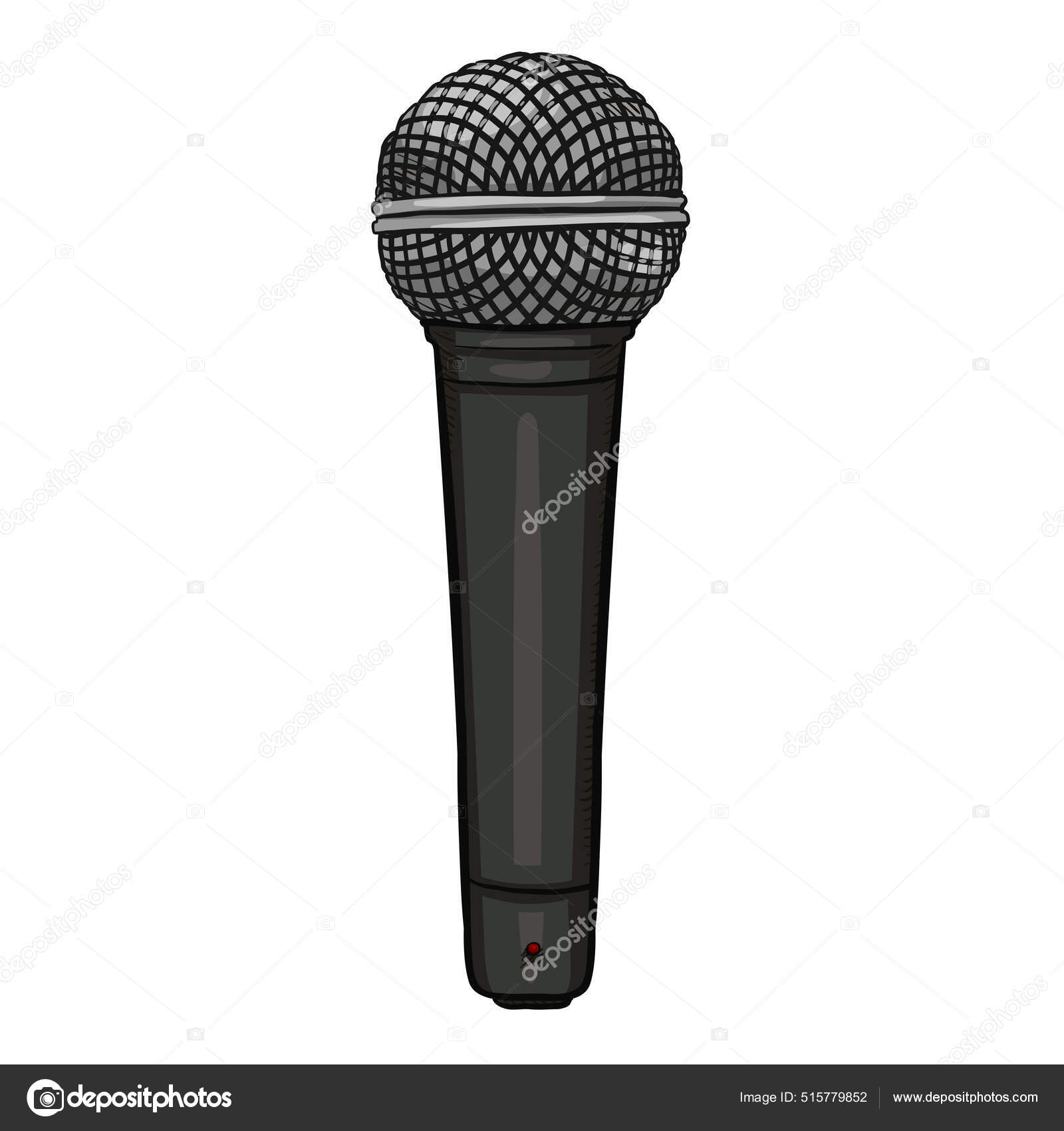 Microphone Blanc Beau Micro Micro Fin Microphone Dessiné à La Main