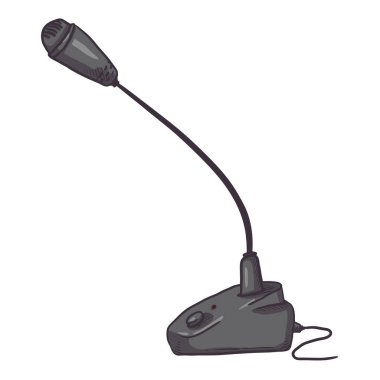 Konferans için Vektör Çizgi Filmi Siyah Mikrofon