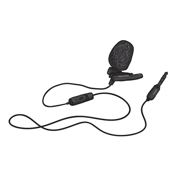 Illustration Dessin Animé Vectoriel Lavalier Microphone Noir — Image vectorielle