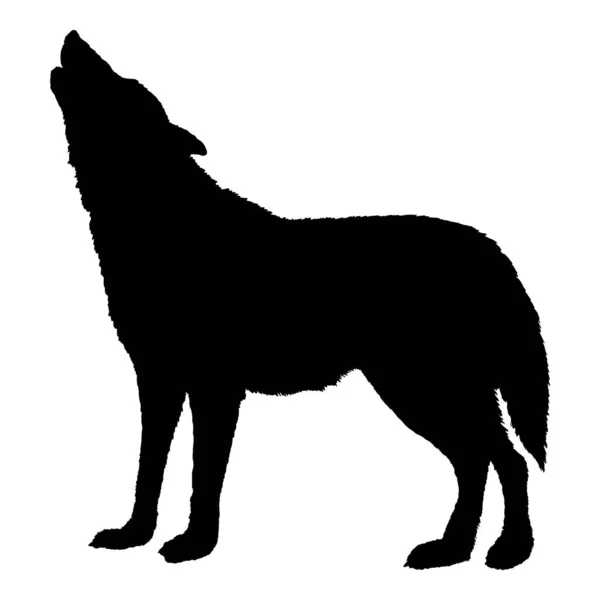 Wolf Howling Vector Silhouette Illustrazione — Vettoriale Stock