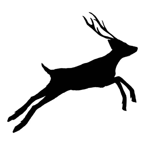 跳跃鹿的矢量黑色轮廓 圣诞节的象征 — 图库矢量图片