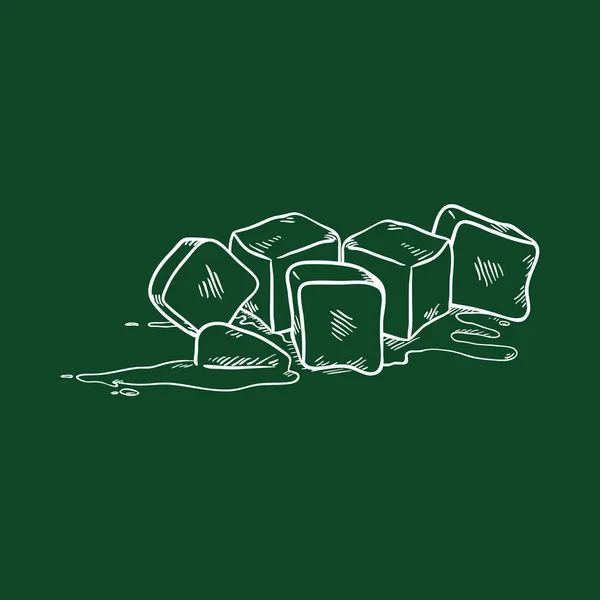 Vektor Chalk Sketch Ice Cubes Illustration - Stok Vektor