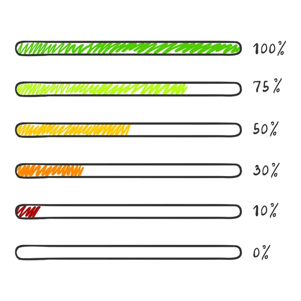 Vector Cartoon Set Loading Bars 100 Cêntimos — Vetor de Stock