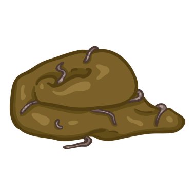 Cartoon Shit with Worms. Vector Poop Illustration