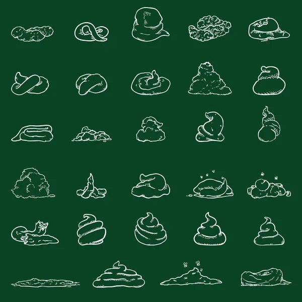 Chalk Shit Big Vector Set Sketch Poop Piles — Archivo Imágenes Vectoriales