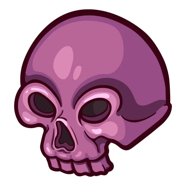 Cartoon Purple Skull Illustration Skelett Ikone Comic Stil — Stockvektor