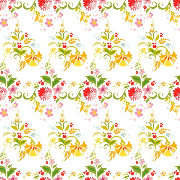 Vector Papel Parede Ornamento Sem Costura Fundo Floral Retro Estilo — Vetor de Stock