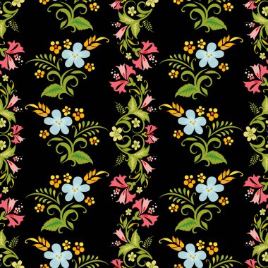 Vektörsüz süsleme duvar kağıdı, antika tarzda retro çiçek arkaplanı