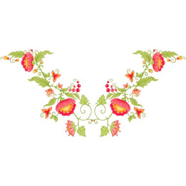 Gelenek motifi, eski moda fantezi çiçekleri, klasik tarz. Tasarım elementi. Nakış sahteciliği. Vektör illüstrasyonu.