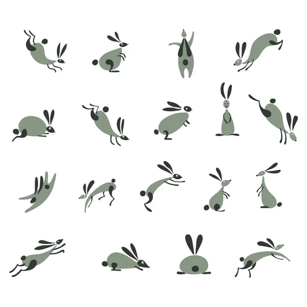Funny Rabbits Collection Your Design Векторная Иллюстрация — стоковый вектор