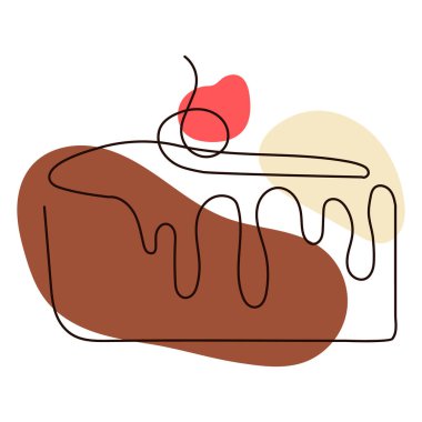 Renkli soyut lekeli el çizimi doğrusal bir tatlı. Beyazda izole edilmiş. Vektör illüstrasyonu