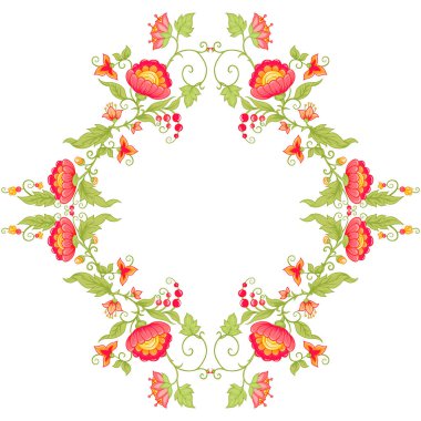 Gelenek motifi, eski moda fantezi çiçekleri, klasik tarz. Tasarım elementi. Nakış sahteciliği. Vektör illüstrasyonu.