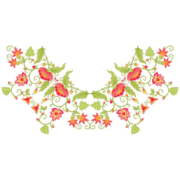 Gelenek motifi, eski moda fantezi çiçekleri, klasik tarz. Tasarım elementi. Nakış sahteciliği. Vektör illüstrasyonu.