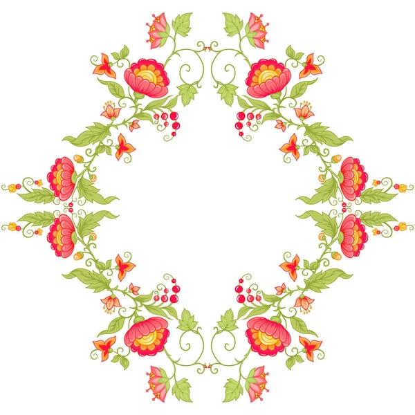 伝統的なマグルモチーフ レトロでファンタジーの花 ヴィンテージスタイル デザインの要素 刺繍の模倣 ベクターイラスト — ストックベクタ