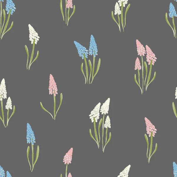 Hyacinth flower vector seamless pattern. — Stock Vector
