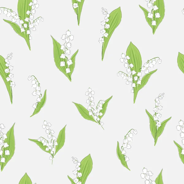 Lilies of the valley flower seamless pattern. — Stock Vector