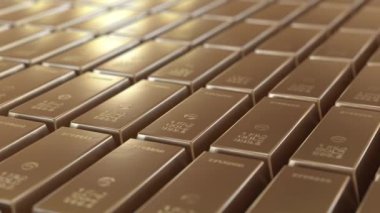 Bir yığın altın, finansal ve değer arzı konsepti. Sonsuz döngü görüntüsü
