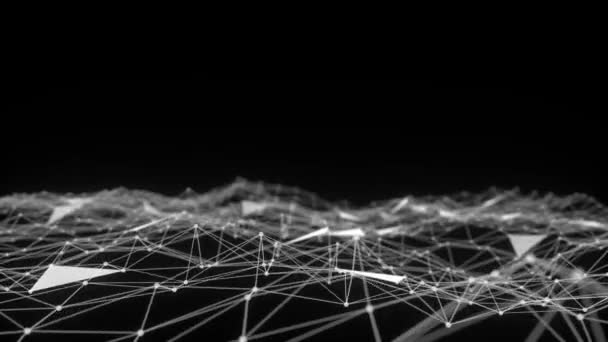 Fondo Abstracto Azul Oscuro Con Gráfico Movimiento Plexo Concepto Blockchain — Vídeos de Stock