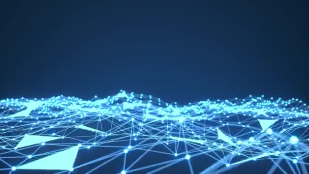 Abstracte Achtergrond Donkerblauw Met Plexus Motion Graphic Technologie Blockchain Concept — Stockvideo