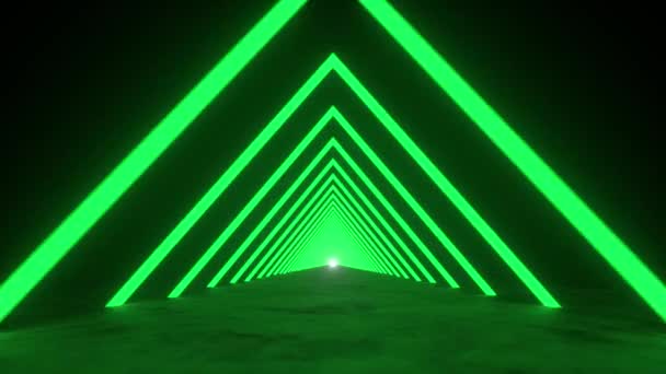 Avanzando a través de un interminable túnel triangular futurista. Lazo de animación de vídeo 4K. — Vídeo de stock