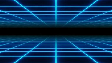 4K video animasyonu. Sonsuz bir tünel koridorunun parlak mavi ışıklarıyla kusursuz döngüsü. Soyut canlandırılmış arkaplan.