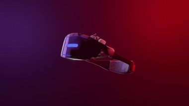 4K Video Animasyonu. İzole edilmiş bir arkaplanda sanal gerçeklik gözlükleri.