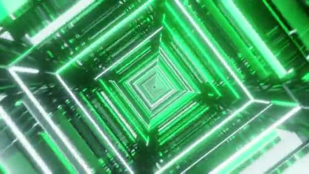 Naadloze Lus Van Abstract Groene Fractal Neon Achtergrond Met Verschillende — Stockvideo
