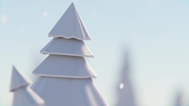 4Kアニメーションビデオ 雪が降る中 松の木が雪で覆われていた アニメーションの背景 休日と冬の季節のコンセプト — ストック動画