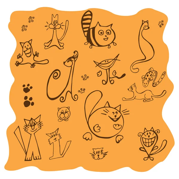 çeşitli kedi çizimleri - resimde kümesi
