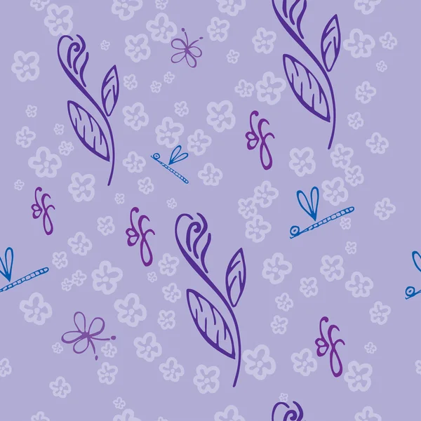 Violette nahtlose Blumenmuster - Illustration — Stockvektor