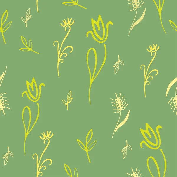 Πράσινο άνευ ραφής λουλουδάτο μοτίβο - εικονογράφηση — Διανυσματικό Αρχείο