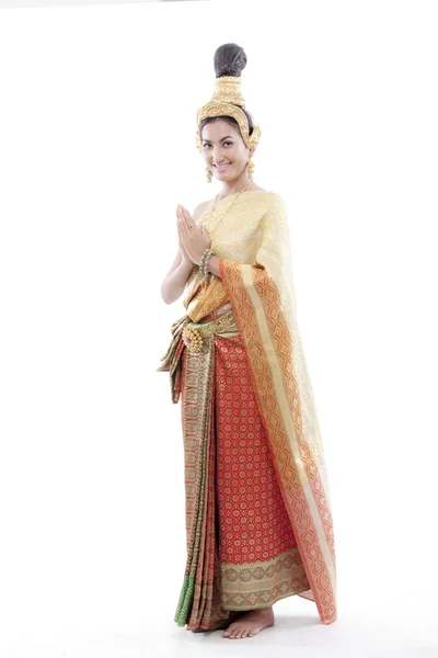 Mujer vistiendo vestido tailandés típico — Foto de Stock