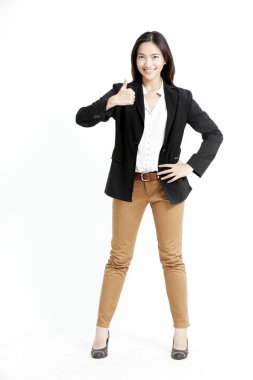 Tamam, gösterilen genç bir kadın beyaz izole