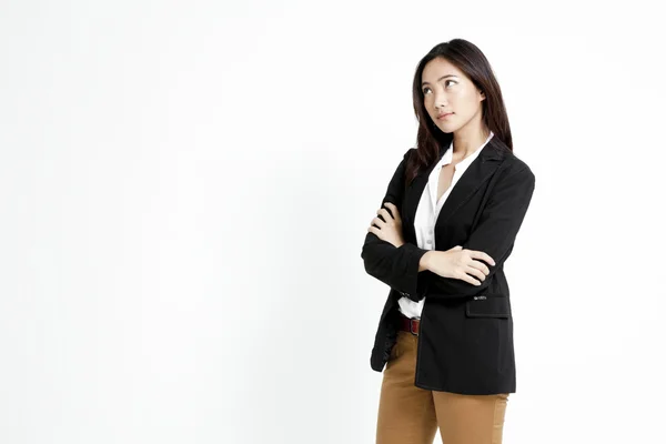 Un retrato de una mujer de negocios asiática pensando —  Fotos de Stock