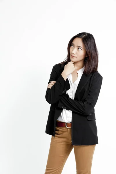 A portrait of asian businesswoman thinking — Stock Photo, Image